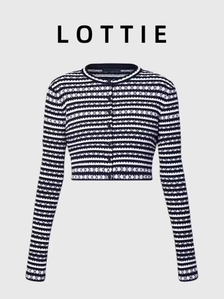 

Новый вязаный кардиган Lottie Cusized из шерсти с буквенным принтом, цветочным узором и полосками, свободного кроя, весна-лето