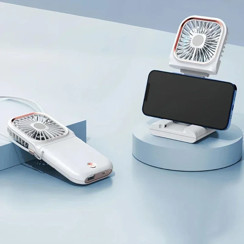 휴대용 미니 핸디 선풍기 USB 충전식 접이식 목걸이 선풍기 3단 풍량 조절 휴대용 소형 포켓 선풍기 가정 사무실 야외용