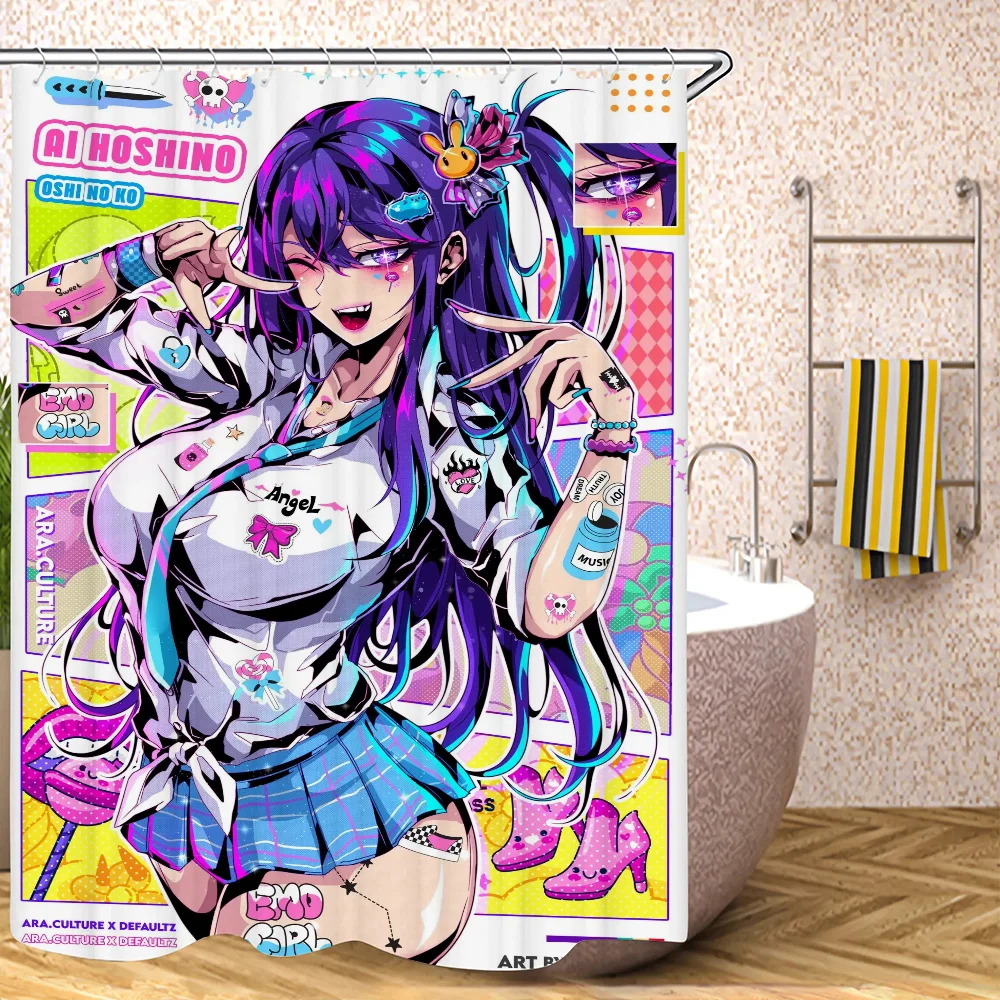 Hentai Bathroom Shower Curtain Waterproof Folding Partition Curtains for Bedrooms Bath Accessories Fabric Things the Set Showers