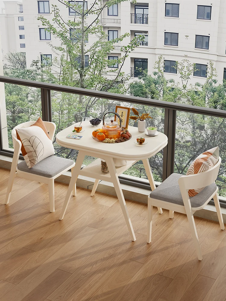 

Retractable dining household small apartment balcony one two chairs table surrounding stove tea dining table multi