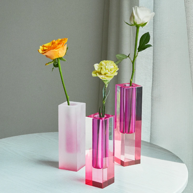 Acrylic Pillar Bud Vase Tabletop Glass Vases Luxury Decorative Crystal Nordic Room Decoration Home Decor Home Vase