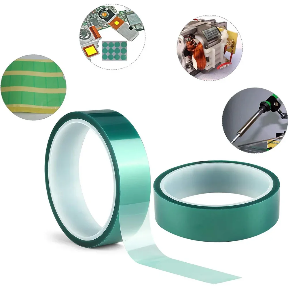 High Temperature Green Powder Coating Masking PET Tape, Ideal for Painting Powder Coating Anodizing Applications 33m Length