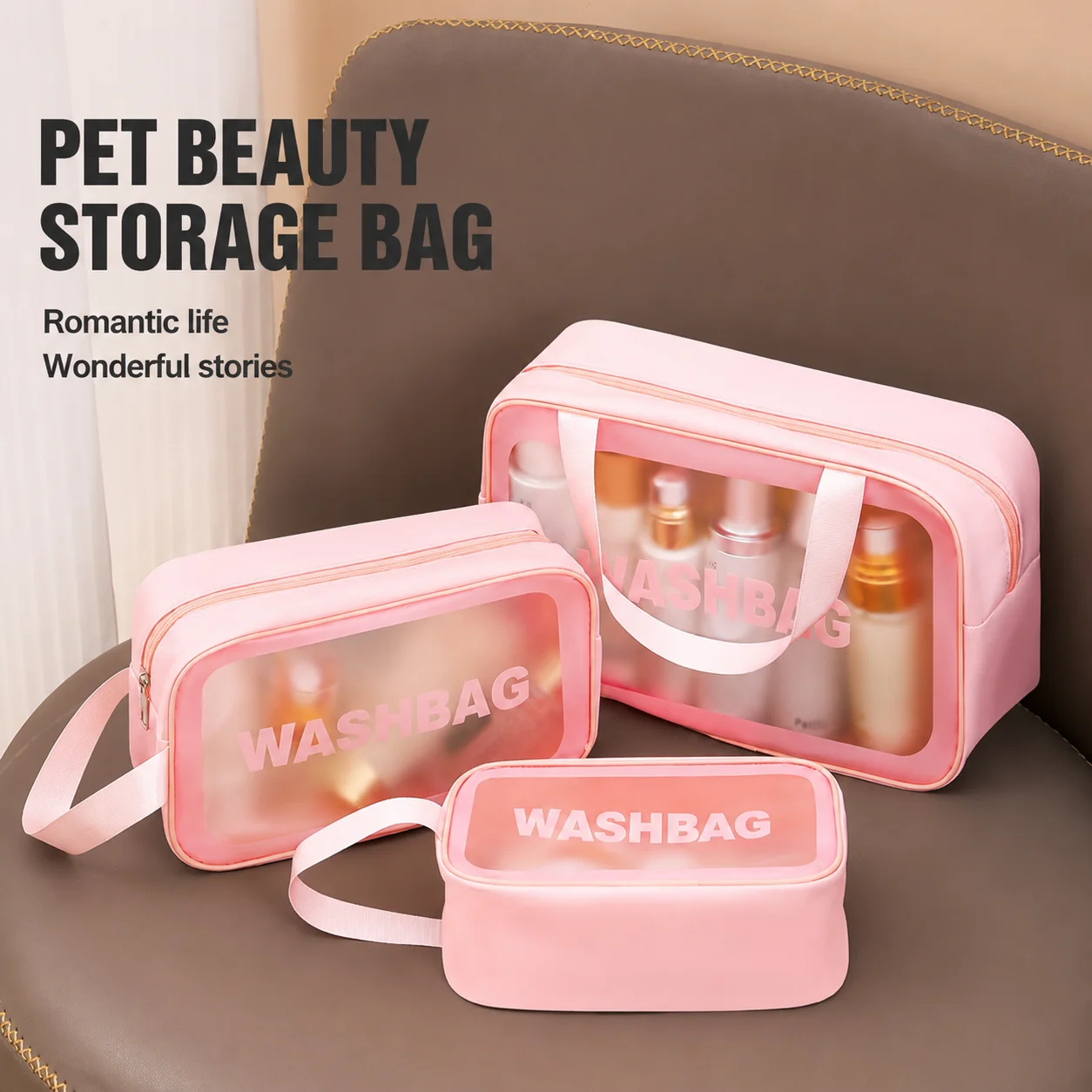 Reise-Toilettentasche, Große Transparente Kosmetiktasche für Toilettenartikel, Wasserdichte & Entwässernde Make-up-Taschen, PVC-Verstärkte Waschtasche für Damen und Herren