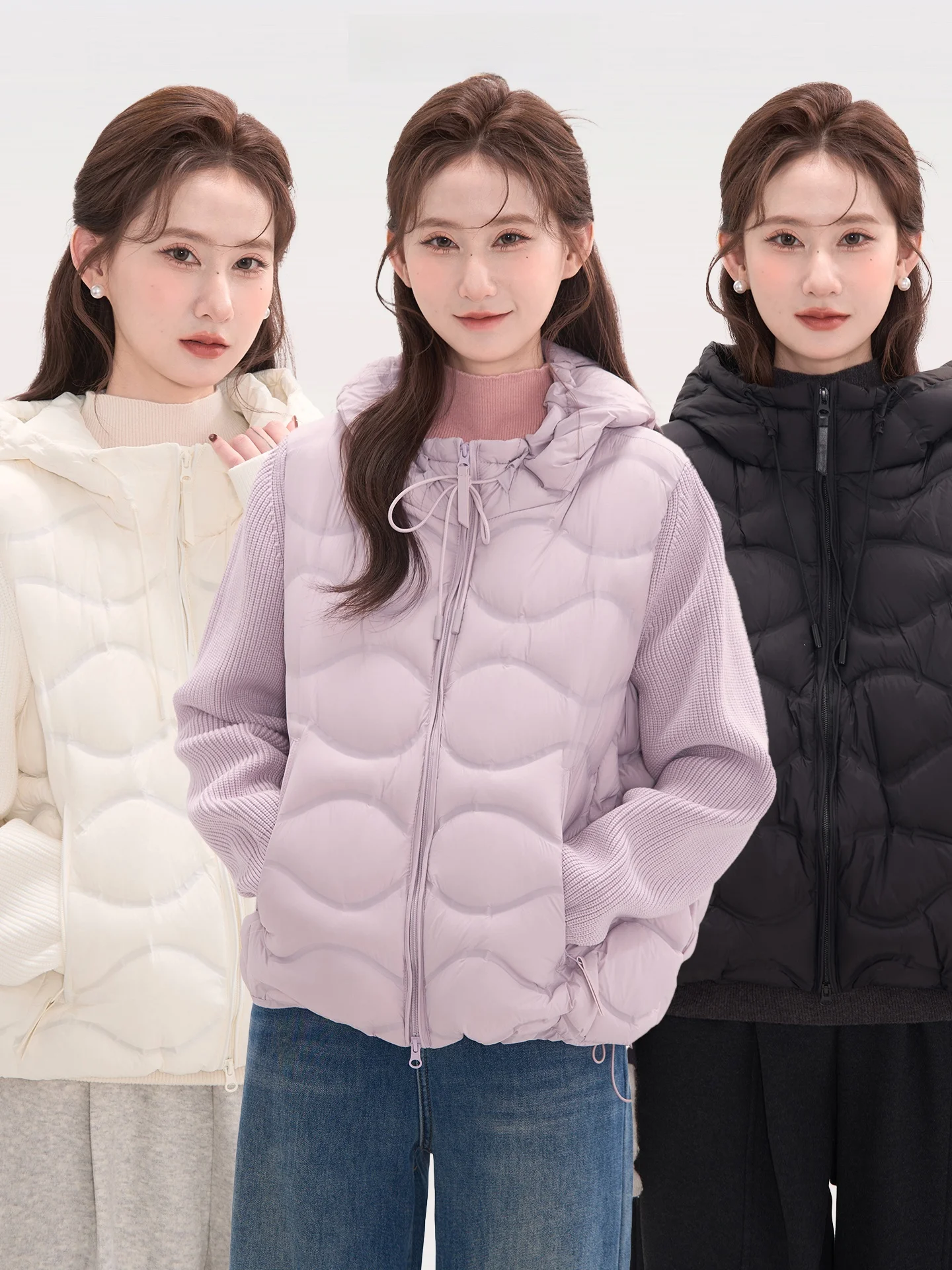 

Женское зимнее пуховое пальто Daisy Field Heme с капюшоном, вязаное, с длинными рукавами, с волнообразным узором, в стиле пэчворк, повседневное, теплое