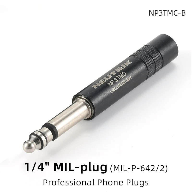 

NP3TMC-B 1/4" MIL-вилка Профессиональная вилка для телефона MIL Стандарт MIL-P-642/2 Латунный корпус и контакты Цельный наконечник Проводник
