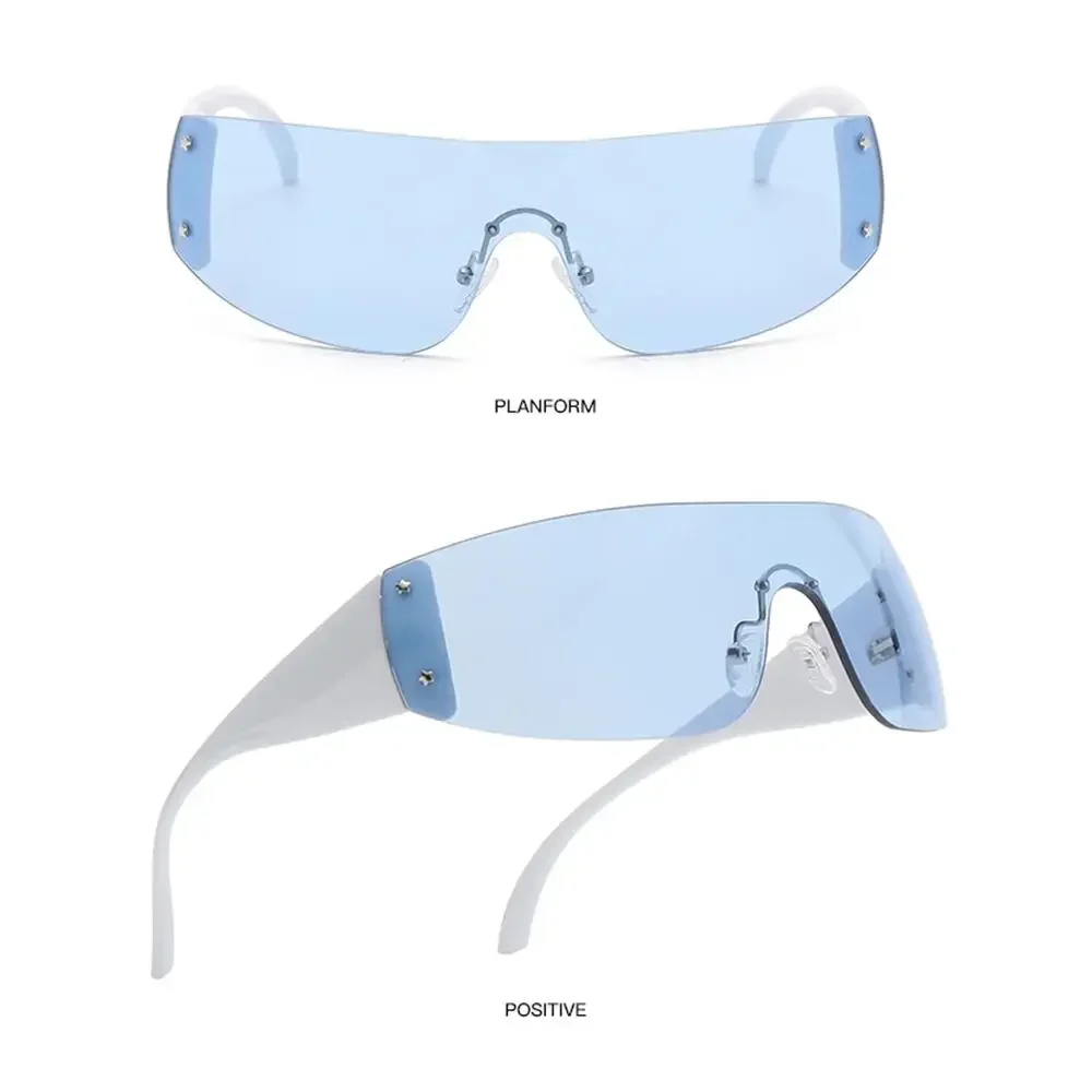 

Trendy Oversized 2000's Eyewear Wrap Around Shades Goggles Star Y2K Sunglasses Sun Glasses