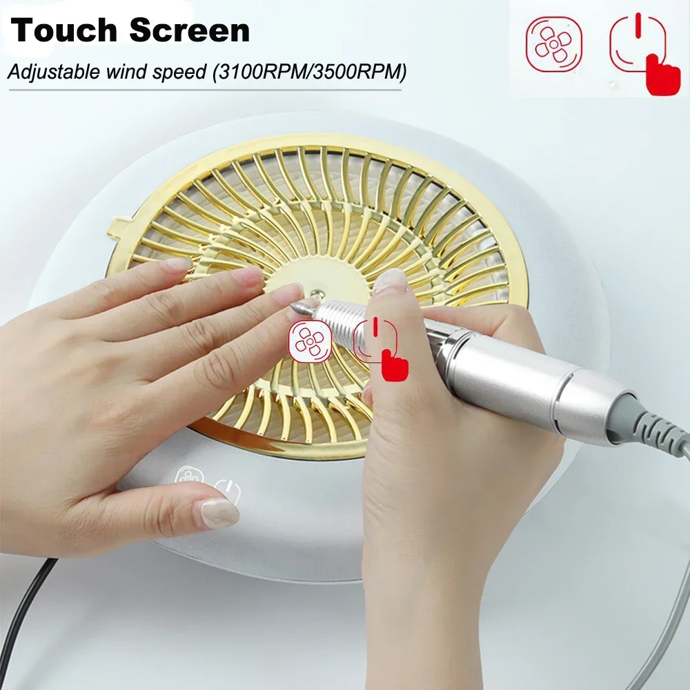 

Best 60W 35000 RPM Nail Drill Machine with Vacuum Cleaner Reusable Filter Strong Nail Dust Collector Professional Manicure Drill