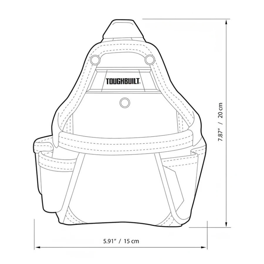 TOUGHBUILT TB-CT-25 Tape Measure/All Purpose Pouch with 5 Pockets and Loops Tool Bag Portable Storage Bag Belt Pouch Hand Tools