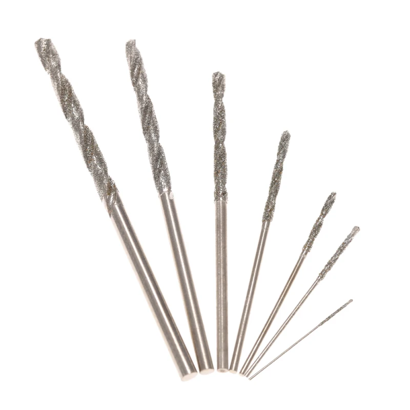 

7pcs High Hardness Diamond Coated Twist Drill Bit Set Needle Drills Jewelry Agate Fine Drilling