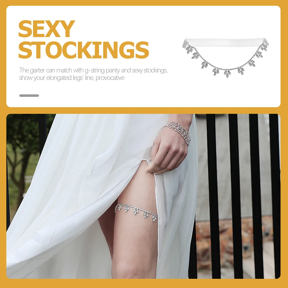 

Bridal Rhinestone Garters Women's Elegant Thigh Garters for Wedding Night Honeymoon Valentine's Day Candlelight Dinner