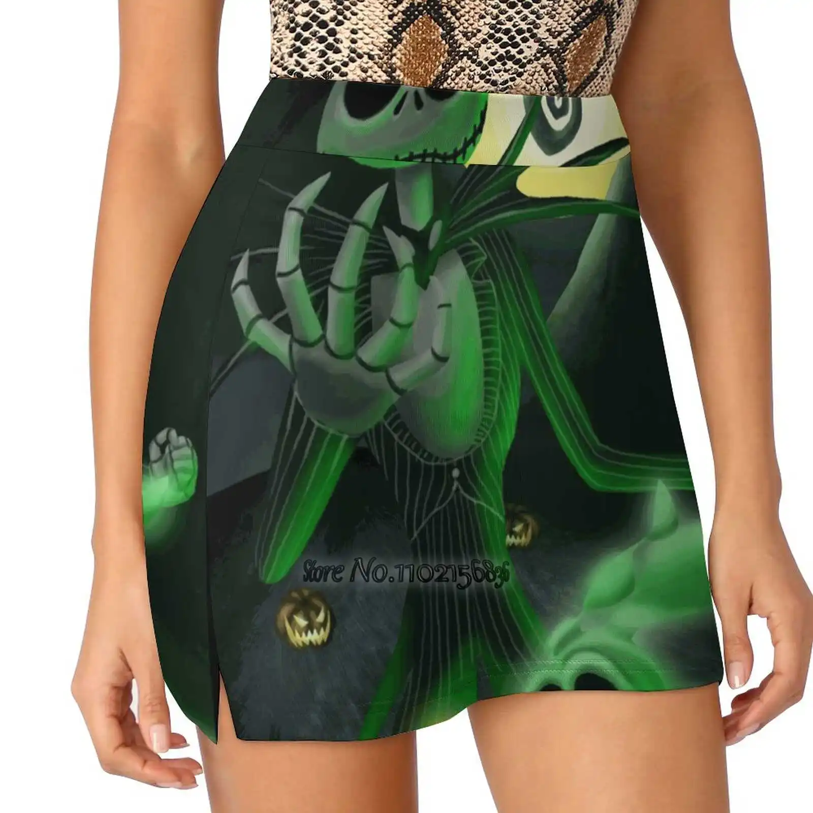 

Nightmare Before Christmas Skellington Women Tennis Skirts Golf Badminton Pantskirt Sports Phone Pocket Skort Nightmare