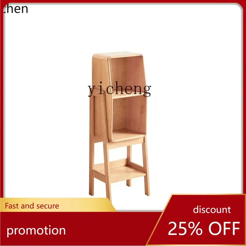 

ZML Solid Wood Storage Rack Living Room Side Table Storage Rack Bedside Storage Cabinet TV Side Cabinet