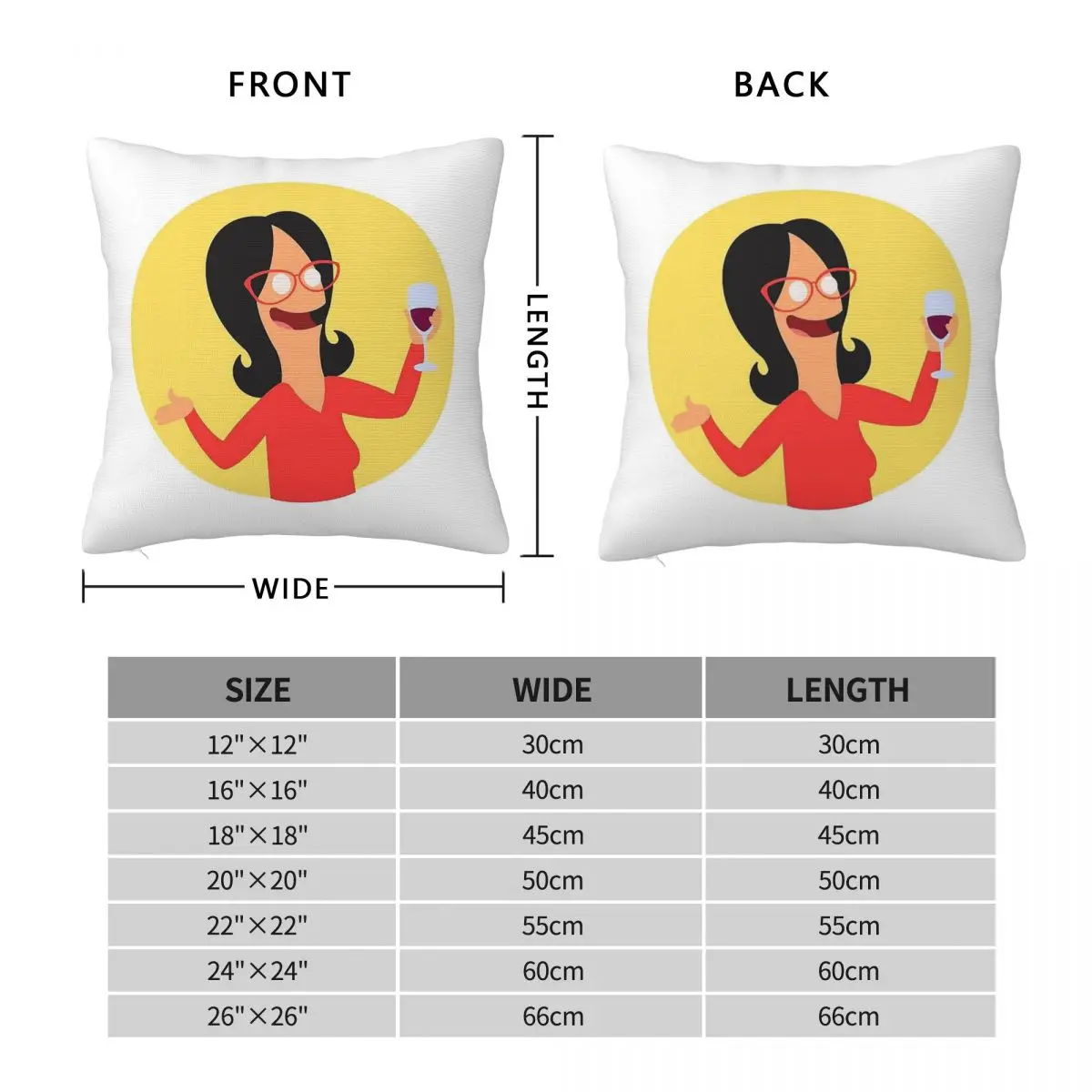 Bob's Burgers Linda Belcher Wine Pillowcase Polyester Linen Velvet Printed Zip Decor Car Cushion Cover