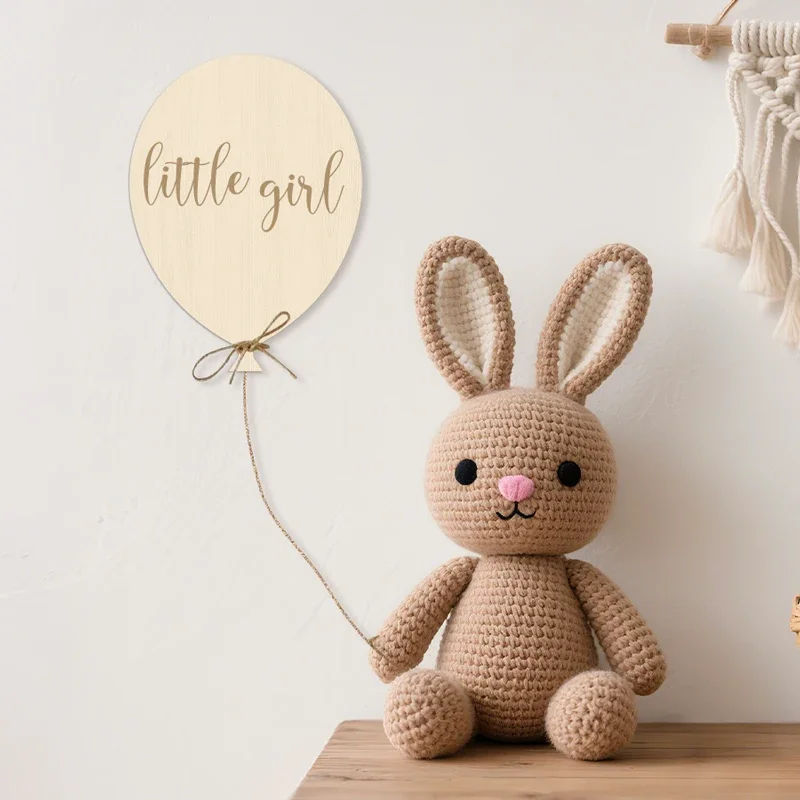 Wooden Balloon With Rope Wood Wall Sticker Kid's Room Wall Decor Sign Wall Art Photo Prop Nursery Room Home Wall Decoration