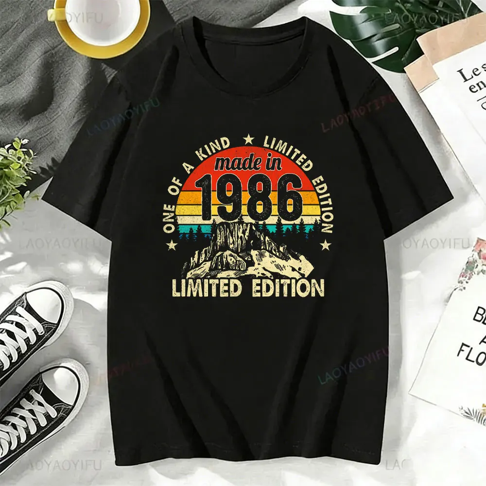 1986 40주년 40세 한정판 빈티지 코튼 티셔츠 남녀 생일 기념일 티셔츠 선물 반팔 티셔츠