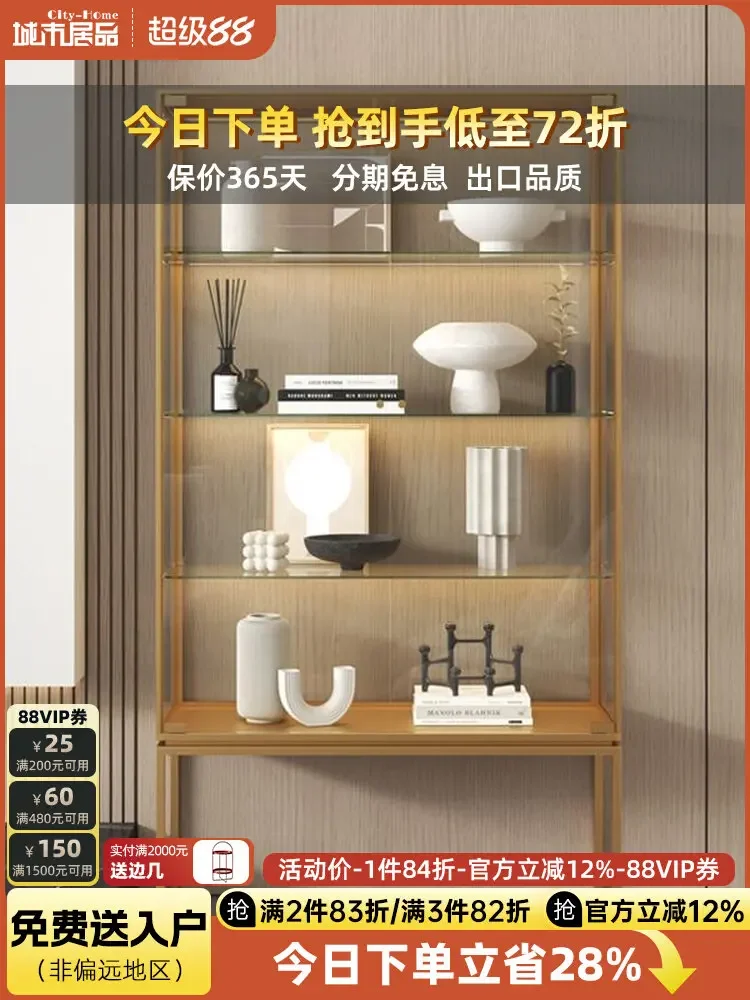Minimalist Household Showcase Cup Storage Cabinet Lego Figure Glass Display  Locker Household Living Room Standing