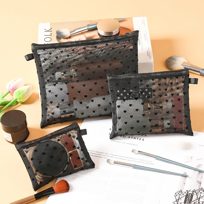 Frauen Mesh Kosmetik Tasche Reise Lagerung Make-Up Tasche Organizer Weibliche Make-Up Tasche Tragbare Kleine Große Kulturbeutel Schönheit Fall – Detail 39