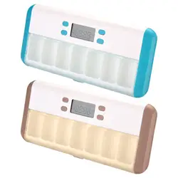 7 Grid Pill Box Reminder Intelligent Timing Alarm Clock Medicine Boxes for Travel LED Light Flashing 7 groups Alarms Vibration