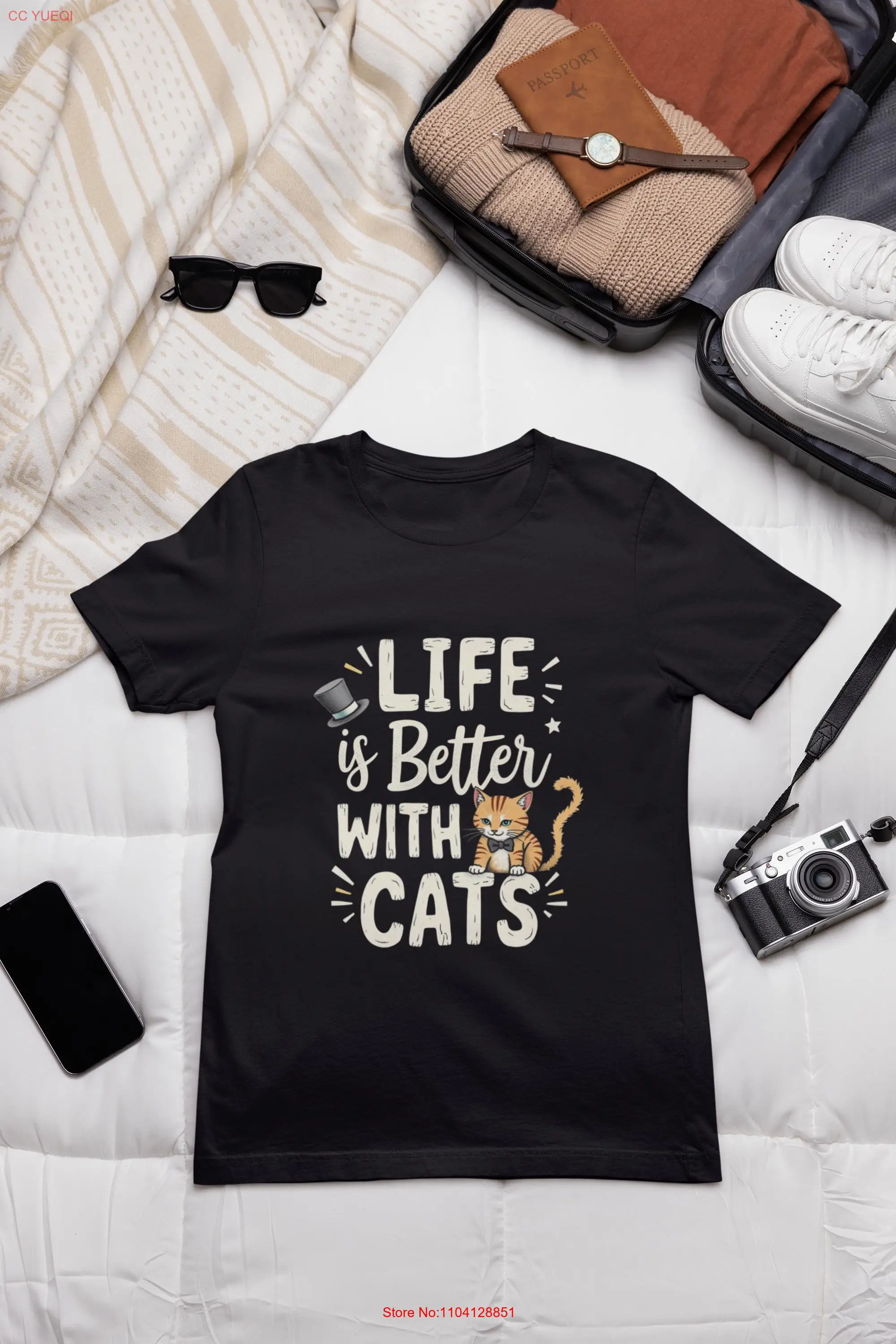 

Life Is Better With Cats T Shirt Funny Cat Lovers Playful Feline Design Whimsical Top HaT s For Him Her