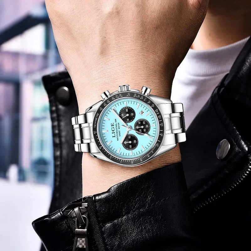 LIGE Fashion Luxury Quartz Man Watches Waterproof Business Clock Stainless Band Watch for Men Date Casual Gentleman Wristwatches