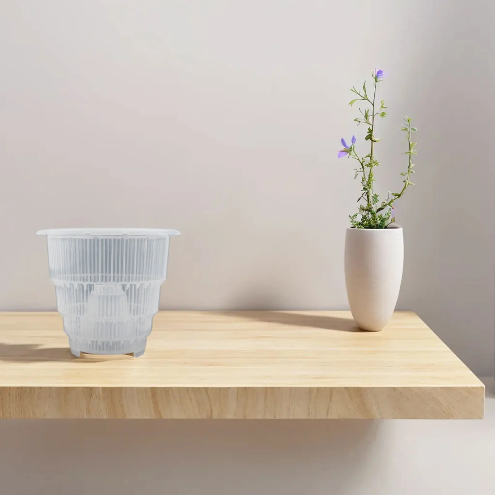 Orchid-Compatible Resin Container with Visual Moisture Tracking Capability and Engineered Ventilation for Indoor Gardening Use