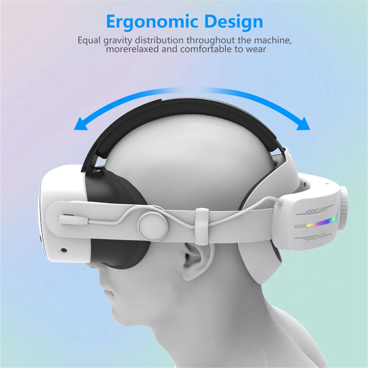 ABIY-VR Head Strap for Meta Quest 3S with Rechargeable Battery 12000mAh Ergonomic Design Adjustable Strap for Quest 3S