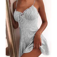 Floral Print A Line Mini Dresses Sexy Lady Dating Camisole Strapless Backless Dress Boho Solid Beach Clothing - Image 3