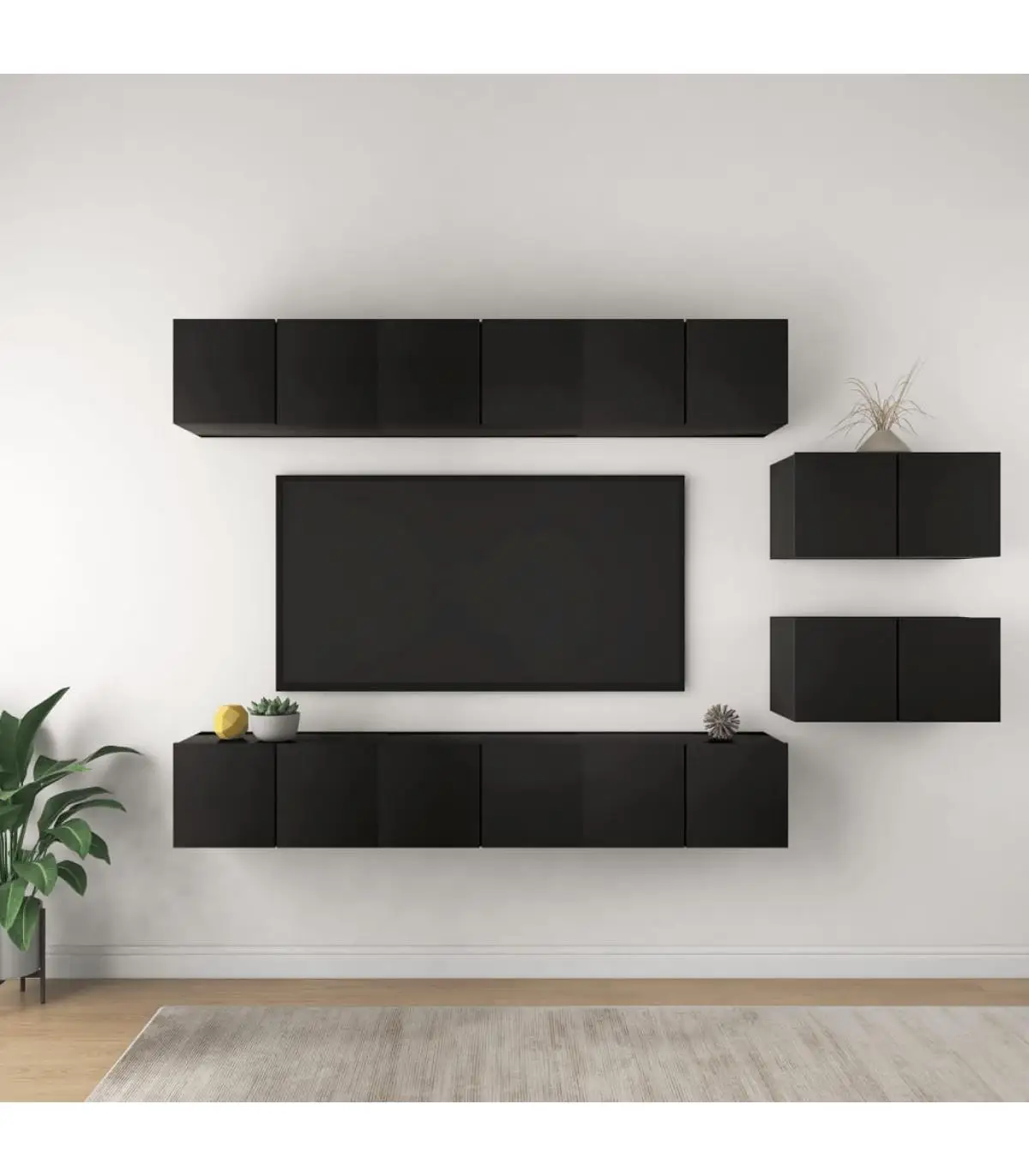 TV furniture TV furniture 8 pieces Black chipboard