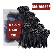 300/900 pcs Self-Locking Nylon Ties Black Binding Tape Multi-Purpose Type Cold Resistant Ties Strong Binding