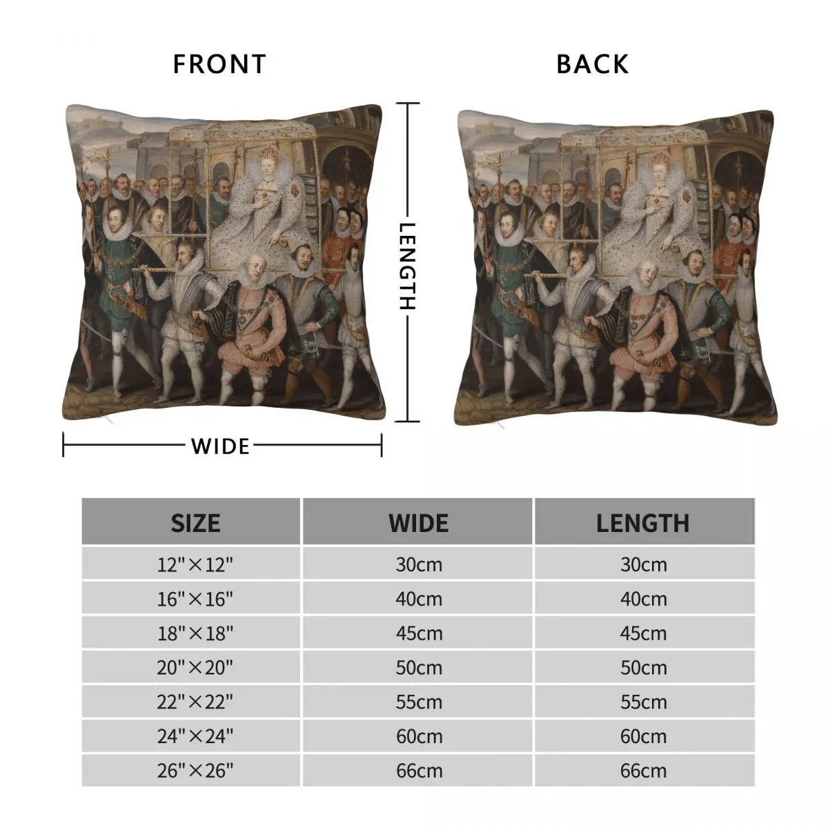 Procession Portrait Of Elizabeth Square Pillowcase Polyester Linen Velvet Creative Zip Decorative Pillow Case Room Cushion Cover