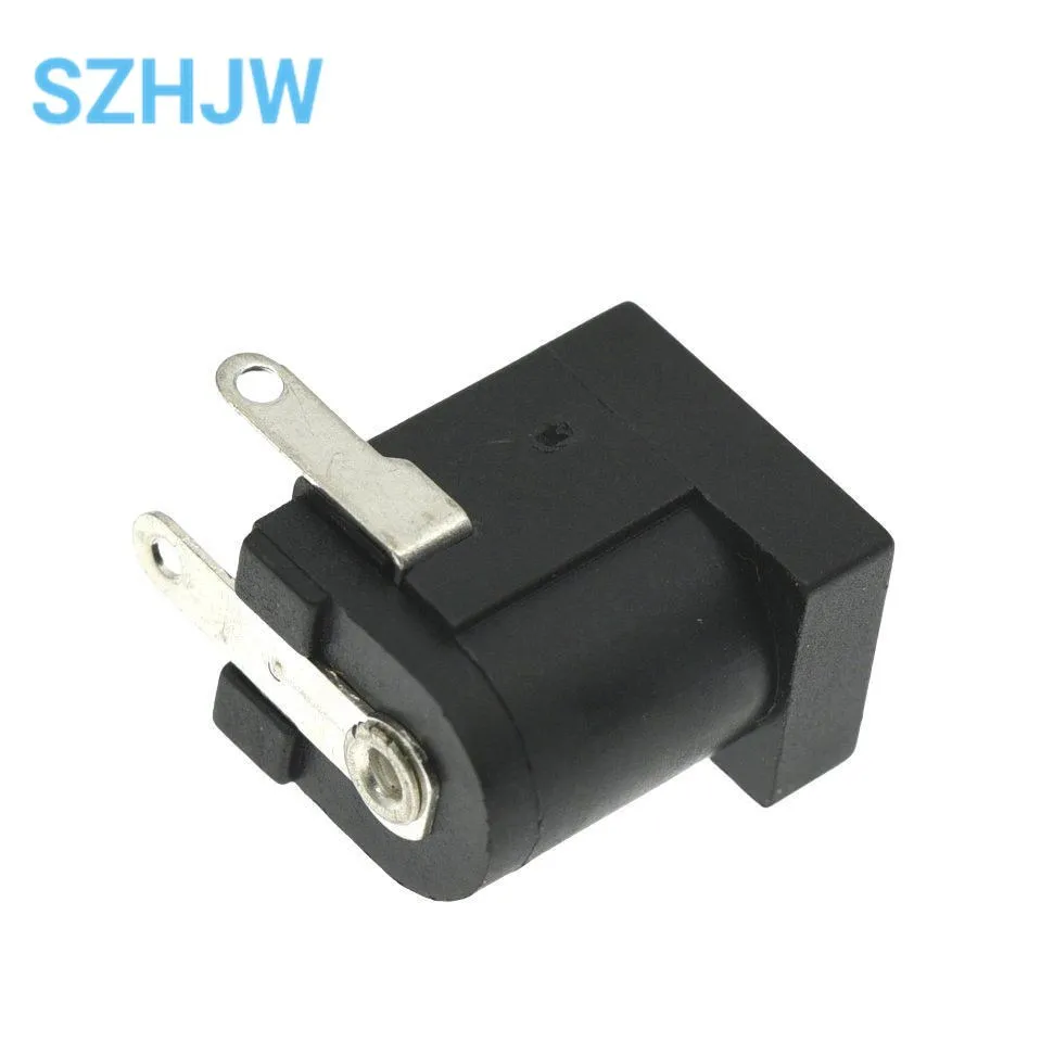 Conector de alimentación de CC negro, 10 piezas, 5,5x2,1 MM, DC-005, conectores de CC, tipo barril, ángulo recto, Terminal de montaje PCB