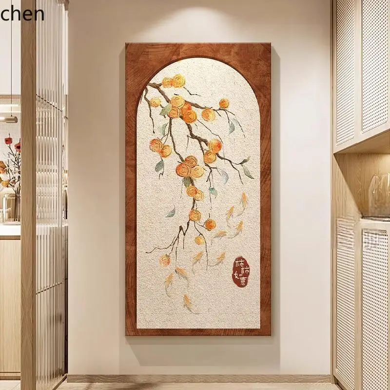 Hxl persimmon ruyi entrance decoration painting vertical version hanging mural