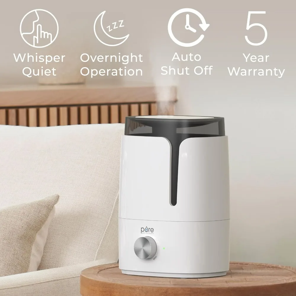 Cool Mist Humidifier - Easy-Clean 3.5L Tank Lasts up to 50 Hours; Whisper Quiet, & Auto Shut-Off for Large Living Rooms