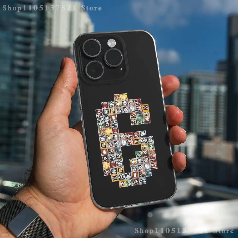 حافظة هاتف R-Rainbow Game S-Six لهاتف iPhone 17,16,15,14,13,12,11 Pro,Max,Plus,X,XS,XR,SE4,E غطاء ناعم شفاف صغير