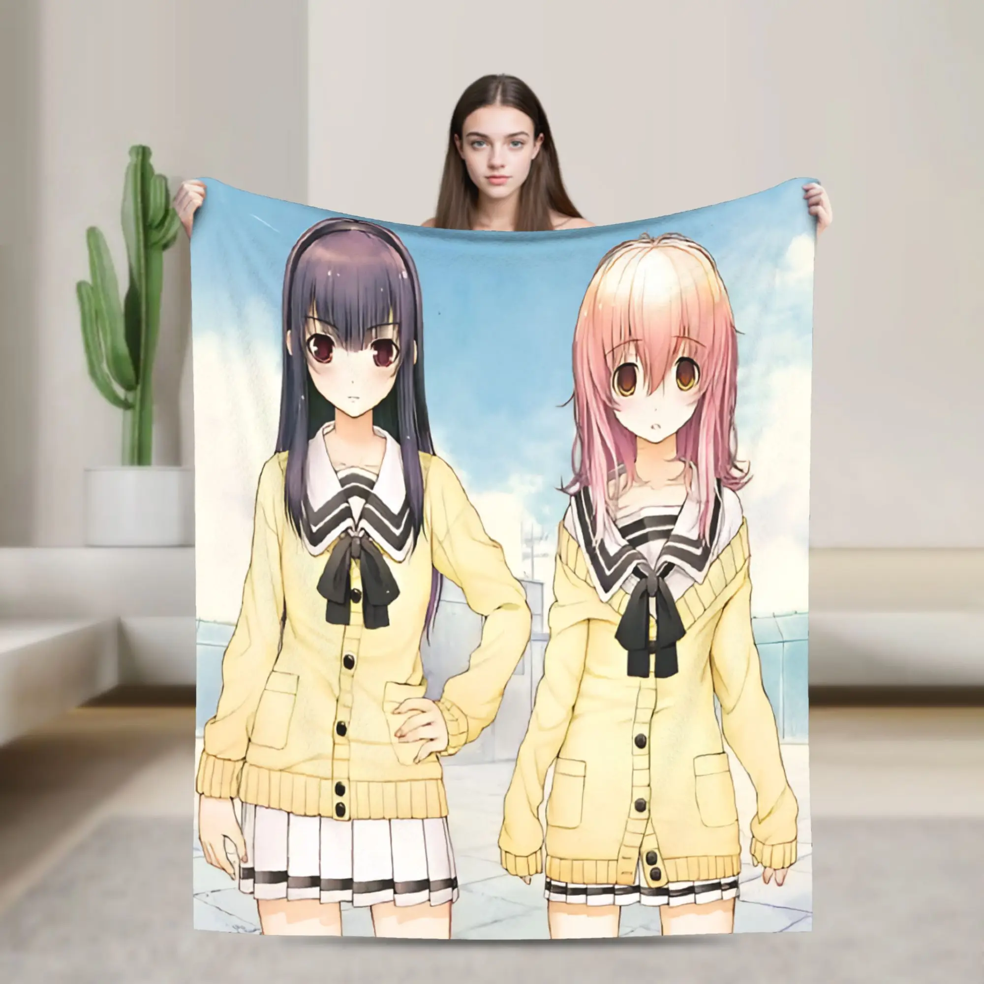 Super Soft You and Me and Her A Love Story Miyuki Aoi  Throw Blanket Premium Flannel Fleece Bed Blanket Cozy Fluffy Blankets