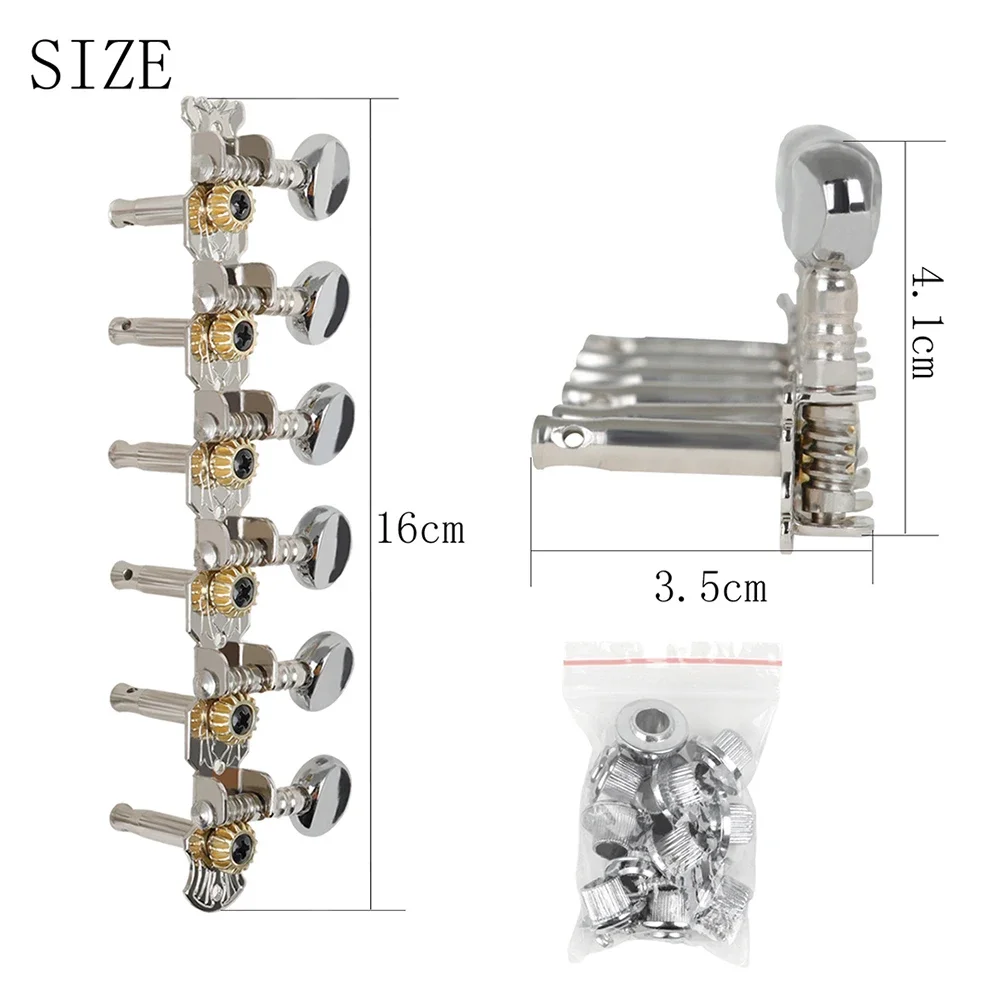 Колки для настройки акустической гитары 6R6L, 12-струнные хромированные тюнеры с блокировкой гитары, кнопка настройки струн, детали и аксессуары для гитары
