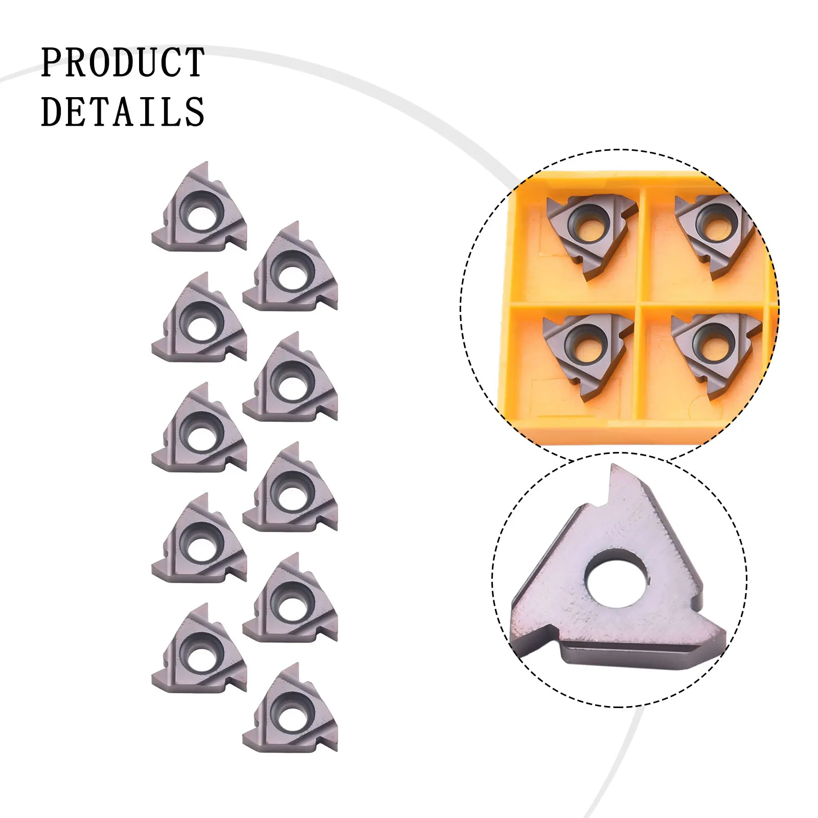 

Industry Tool Threading Inserts 10 Pcs/ Set 16ER AG60 High Grip Strength Impact Resistance For Stainless Steel