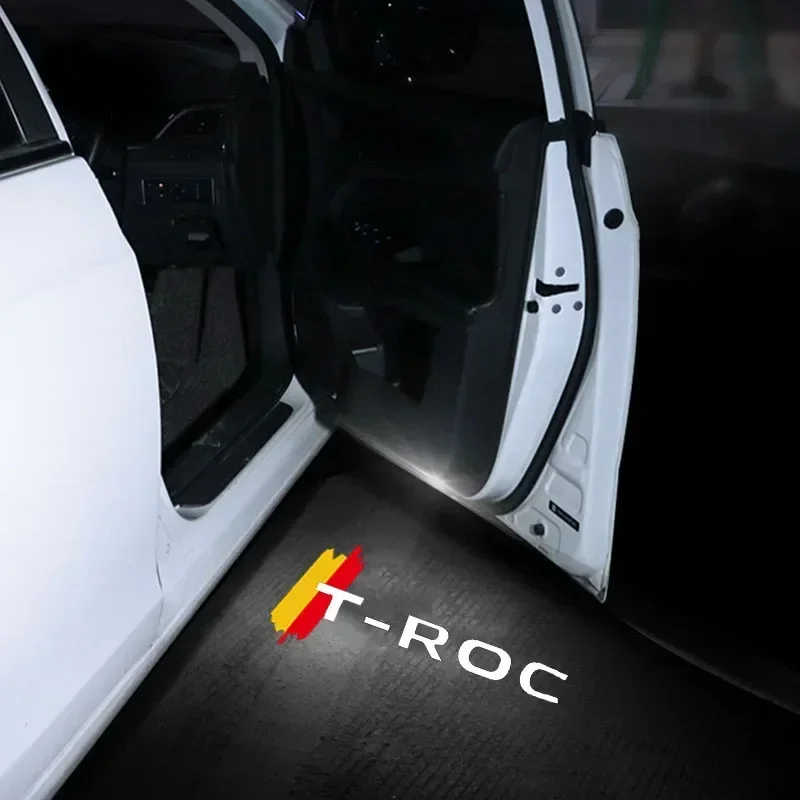 2Pcs LED Ghost Logo Laser Projector Car Door Welcome Courtesy Shadow Light For Volkswagen T‑ROC 2014-2024 Auto Decor Accessories