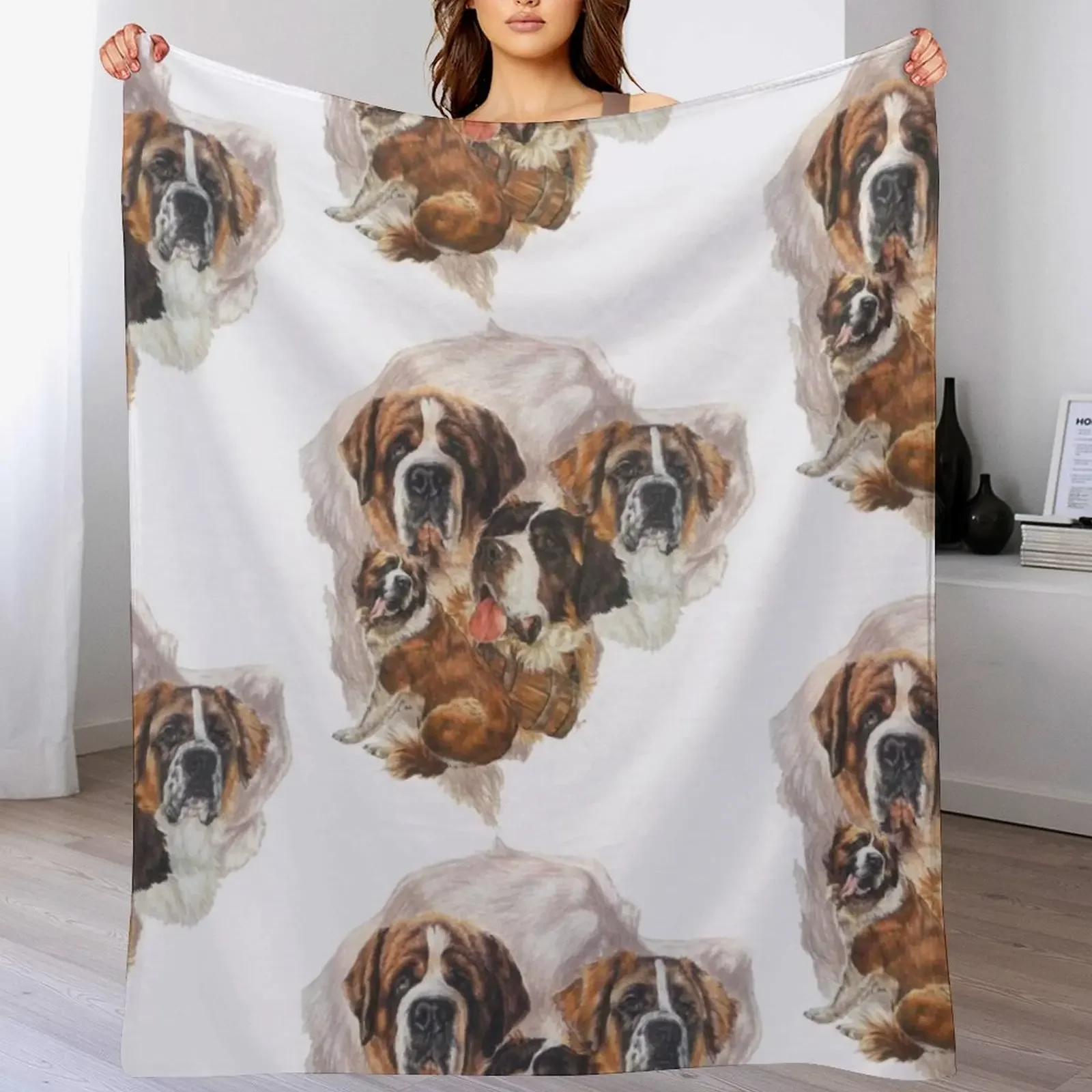 Saint Bernard Grouping Throw Blanket Cozy Napping Blanket Gift for Mom Dad