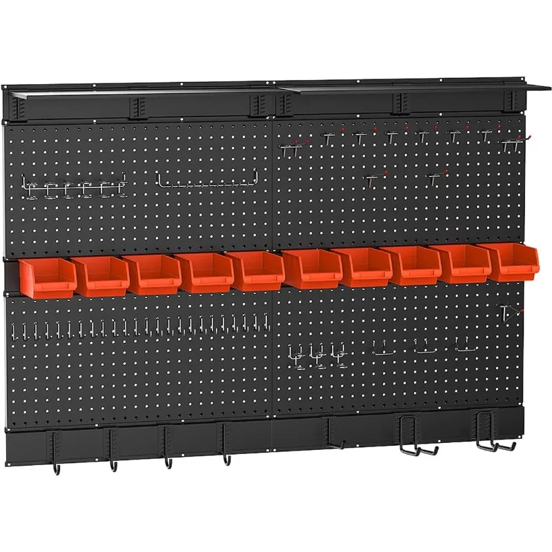 Black Pegboard Wall Organizer, 48X 36 Inch, for Garage Storage, 72 pcs