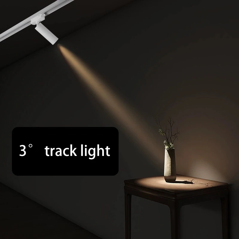 Led Track Light 3 Degree Beam Rail Spot Light Adjustable Angle Anti Glare Spotlight Museum Room Atmosphere Wall Washing Lighting