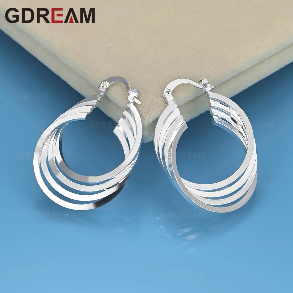 

GDREAM 925 Sterling Silver Irregular Multi-Ring Earrings For Women Exquisite And Cute Wedding Engagement Party Jewelry