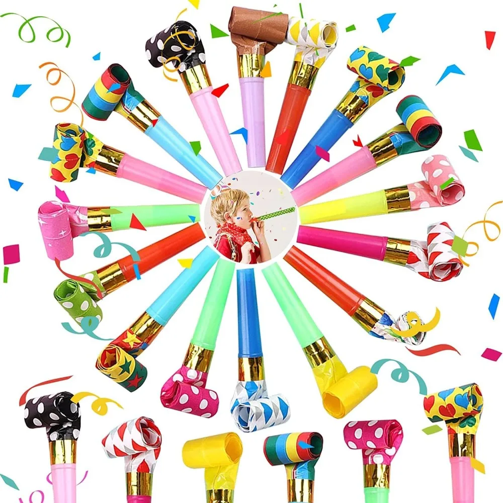 

25pcs Party Blowers,Colourful Noisemakers Party Blowouts Fringed Noise Maker,Birthday Noisemakers Birthday Blow Horns