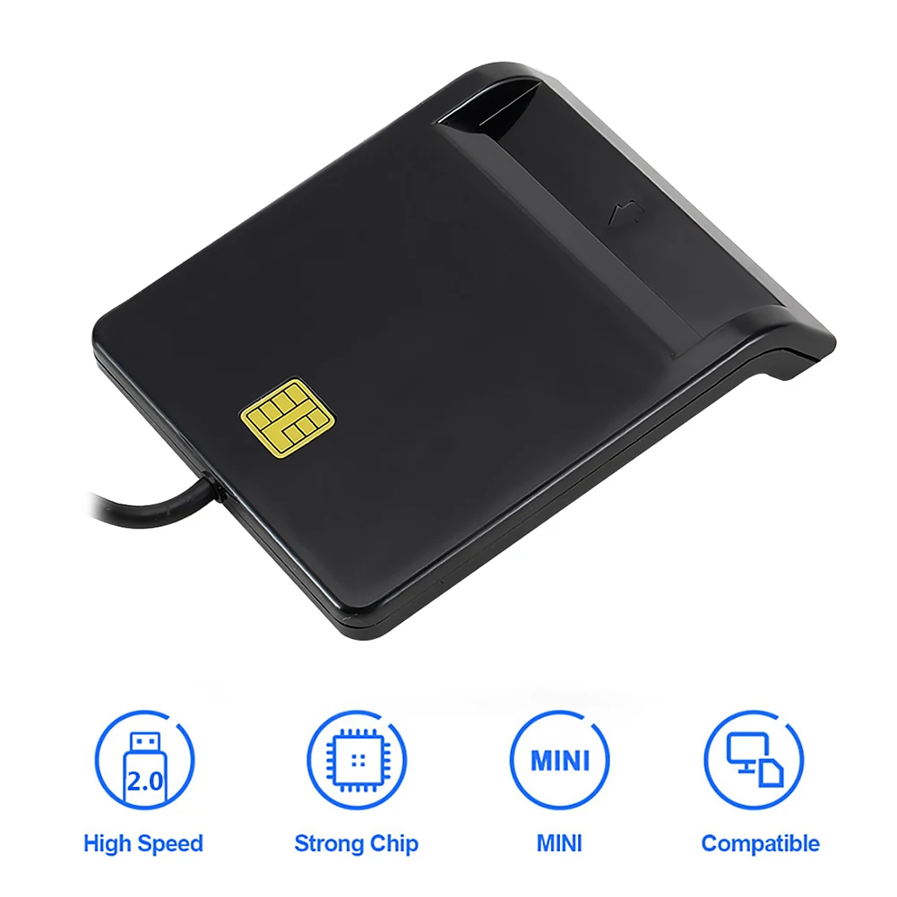Portable USB 2.0 Intelligent Card Reader Affordable Easy Use Multi-function for DNIE ATM CAC IC ID Bank SIM Card Reader
