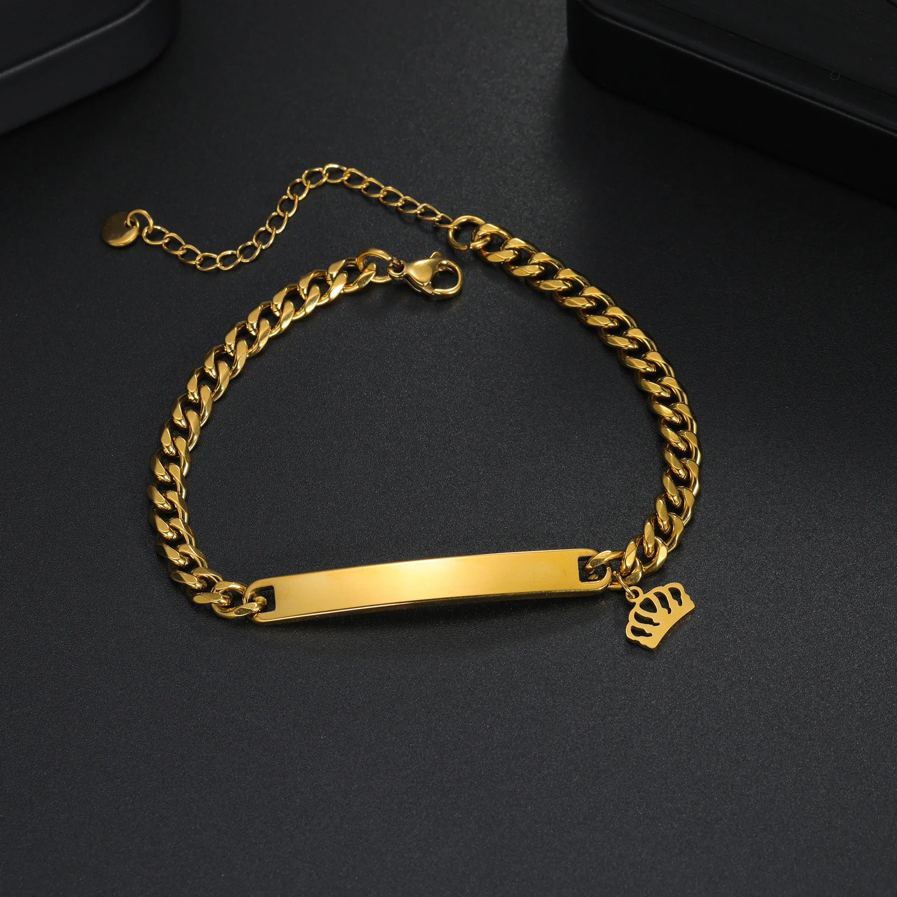 Set Perhiasan Punk Gelang Kalung Nama Kustom untuk Pria Wanita Pasangan Baja Tahan Karat Set Pribadi Hadiah Rantai Kuba 4Mm