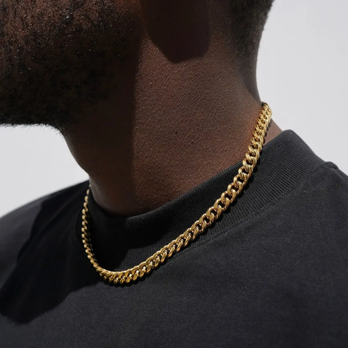 Basic Cuban Chain Necklace for Men Women,Stainless Steel Curb Link Chain Collar,3/5/7/9/11mm Width Black Gold Retro Color Choker