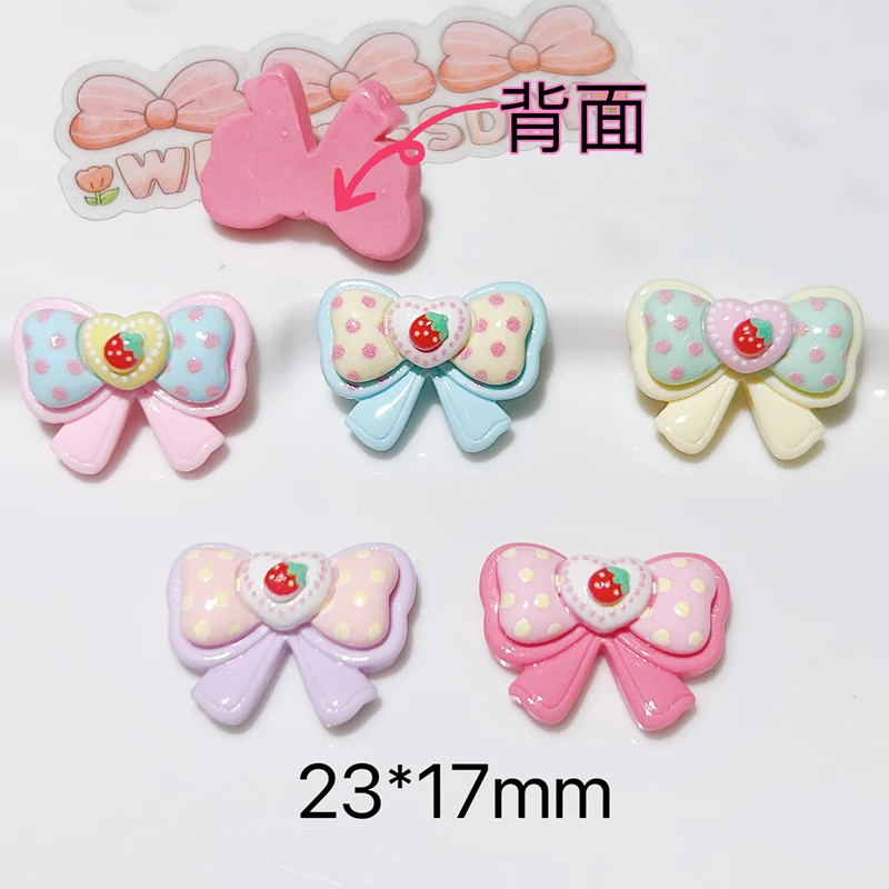 10Pcs Lovely Mini Kawaii Cartoon Strawberry Heart-Shaped Butterfly Junction Resin Diy Jewellery Hairpin Accessories Decorate A68