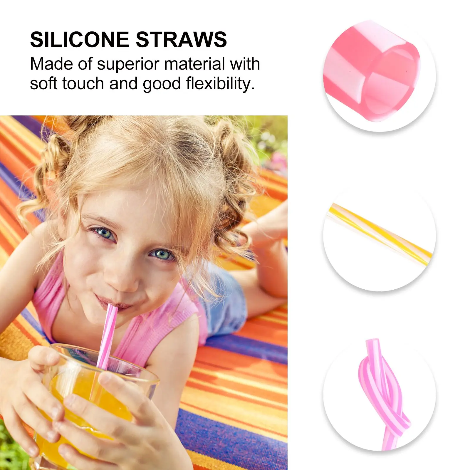 

12 Pcs Silicone Straws Recyclable Foldable Colorful Drinking Straws Bendable Dustproof Reusable Kitchen Bar Supplies