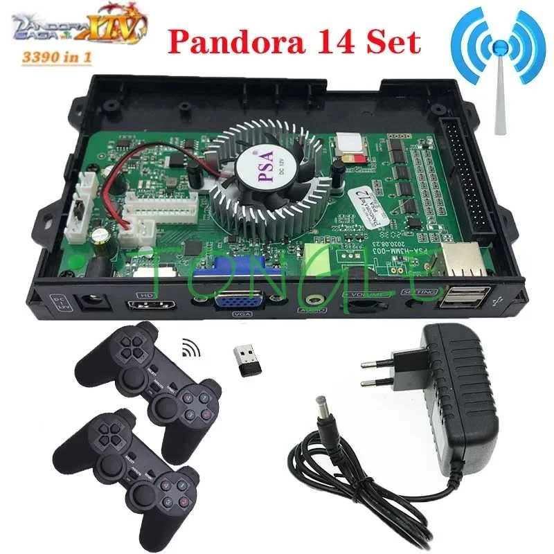 

3390 In 1 Pandora Saga Box 14 Family WIFI Mainboard PCB Machine Arcade Cabinet Coin Operated HD Video Wired Wireless Gamepad