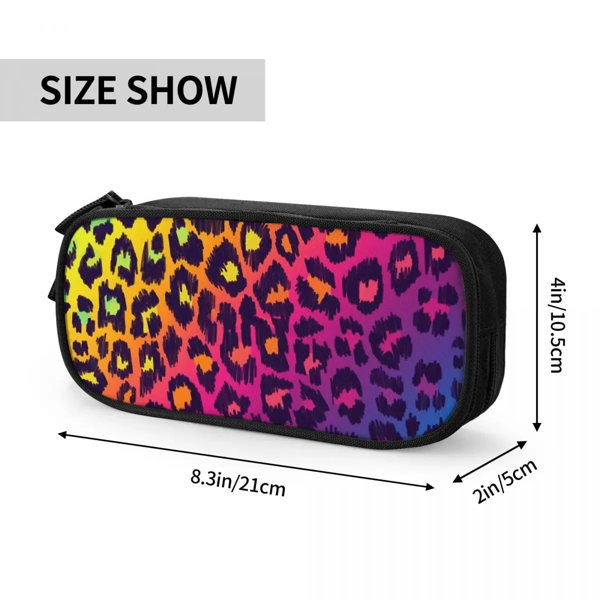 Estojo de lápis Rainbow Leopard Casos de lápis Cheetah Animal, porta-canetas para meninos, grandes sacos de armazenamento, acessórios para escritório